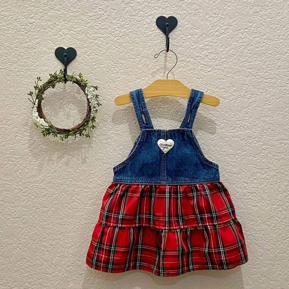 OshKosh Plaid Overall Dress - Size 18 months